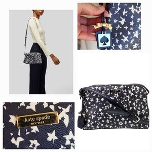 kate spade navy and white star print crossbody bag